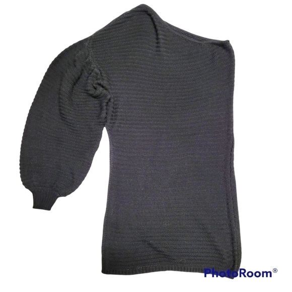 Elan Assymetrical One Shoulder Arm Balloon Sleeve Back Knit Tunic Sweater Small - Picture 1 of 4